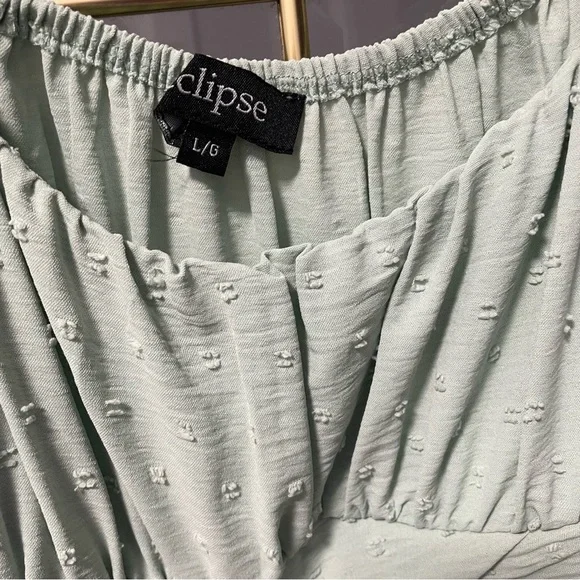 Eclipse Light Green Puff Sleeve Mini Dress Large - Picture 3 of 7